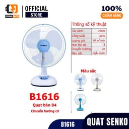 | Hỏa tốc | Quạt để bàn Senko B1616 lồng 40cm 47W 3 cấp gió mạnh để phòng ngủ bảo hành 24 tháng 3