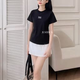 Áo Thun Nữ Baby Tee JUSTDUN B1 – Thêu “BLACK PEARL”, Chất Cotton Mềm Mịn, Co Giãn Nhẹ, Form Gọn Trẻ Trung 6