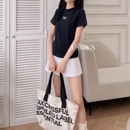 Áo Thun Nữ Baby Tee JUSTDUN B1 – Thêu “BLACK PEARL”, Chất Cotton Mềm Mịn, Co Giãn Nhẹ, Form Gọn Trẻ Trung 7
