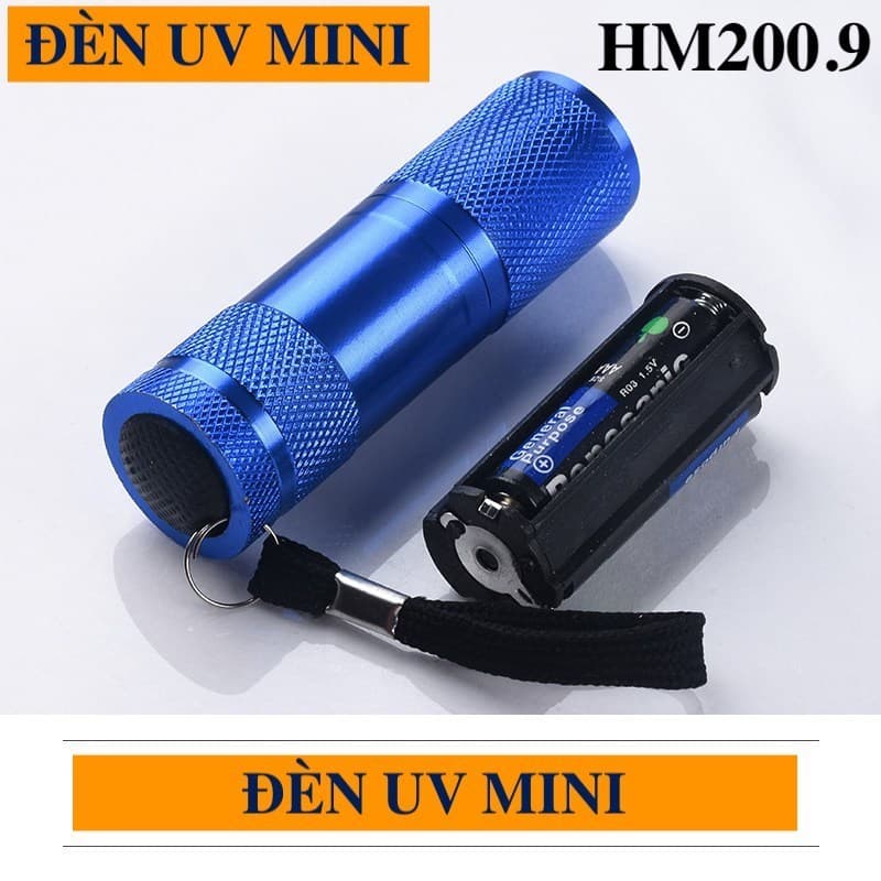 Đèn pin LED UV 9 bóng mini sấy keo resin – Đèn sấy khô Resin UV