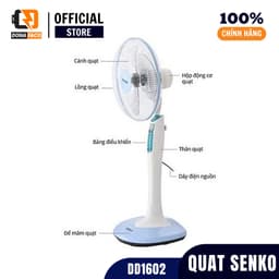 Quạt đứng có đèn Senko DD1602 5 màu để lựa chọn công xuất 47w 3 cấp gió siêu mát bảo hành 24 tháng 7
