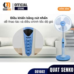 Quạt đứng có đèn Senko DD1602 5 màu để lựa chọn công xuất 47w 3 cấp gió siêu mát bảo hành 24 tháng 3