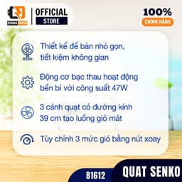 Quạt bàn B4 Senko 3 cánh B1612 gió mạnh 4 màu, nhỏ gọn tiện lợi công xuất 47W được bảo hành 24 tháng 5