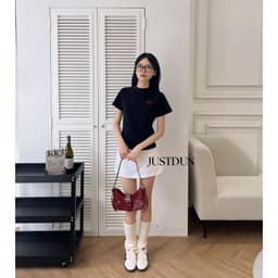 Áo Thun Nữ Baby Tee JUSTDUN B2 – Thêu “BLACK PEARL” Ver2, Chất Cotton Mềm Mịn, Co Giãn Nhẹ 6