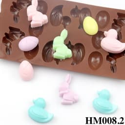 Khuôn silicon hình chú vịt và thỏ dùng làm socola bánh kẹo ngọt hay tạo hình nến thơm  – HM008 1
