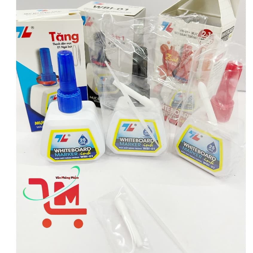 Lốc 6 Hộp Mực Bút Lông Bảng Thiên Long WBI-01/ Mực Xanh, Đỏ, Đen, Mực Viết Trên Bảng Trắng Có Thể Xoá Dễ Dàng, Màu Đẹp