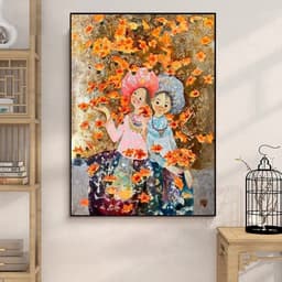 Tranh canvas treo tường em bé Tây Bắc đáng yêu 60 x 90 cm 3