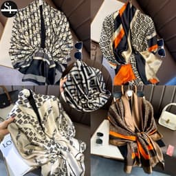Khăn Choàng Lụa Cao Cấp, Khăn Quàng Cổ Choàng Vai Ban To 180*90 Họa Tiết Thanh Lịch Trẻ Trung k3 1