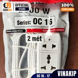 Ổ cắm điện kéo dài 2 ngả liền dây VINAKIP mini 2m 3m chống giật chịu tải bảo hành 1 năm chính hãng 5