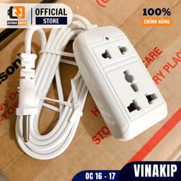 Ổ cắm điện kéo dài 2 ngả liền dây VINAKIP mini 2m 3m chống giật chịu tải bảo hành 1 năm chính hãng 4