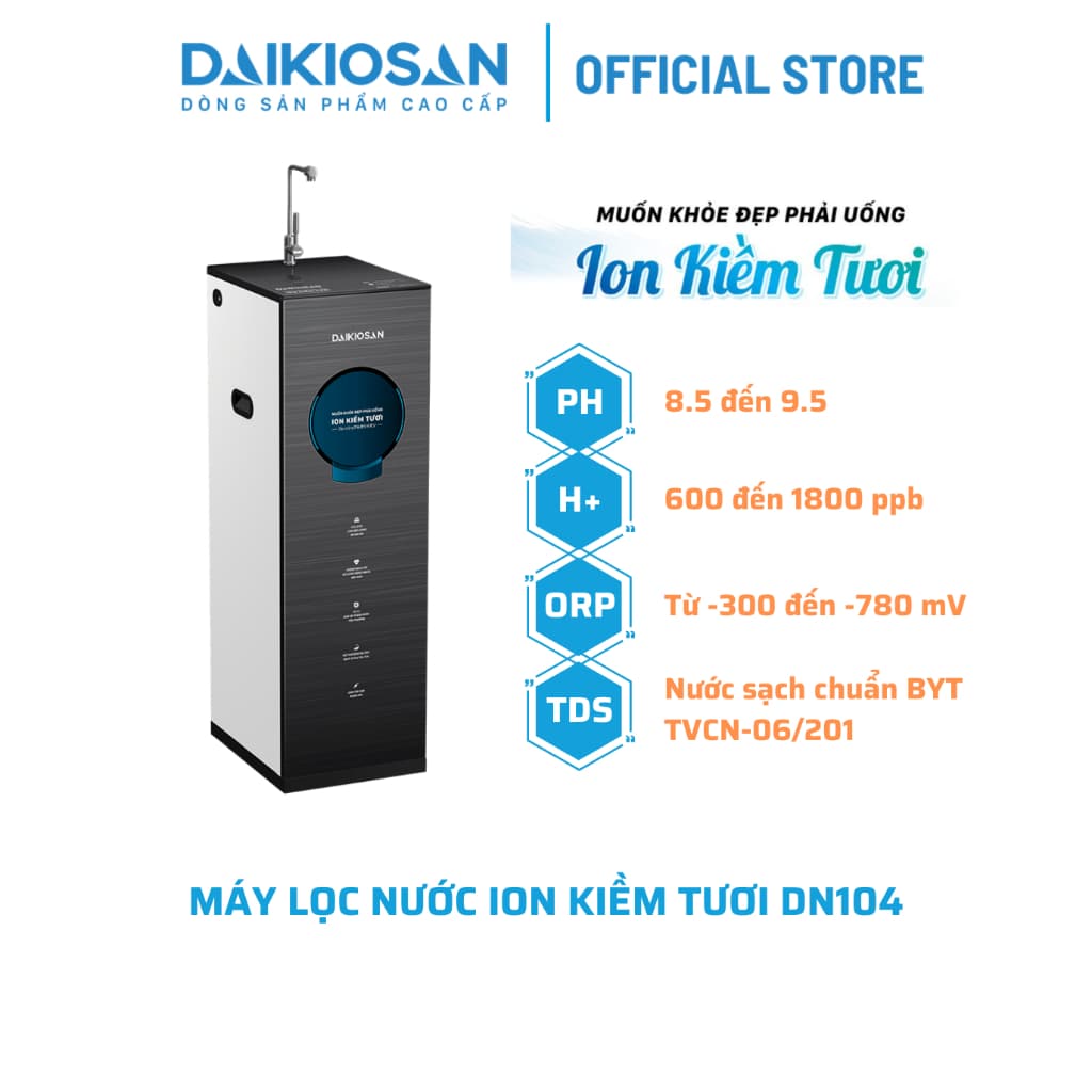 Máy lọc nước ion kiềm tươi Daikiosan DN104 1 chức năng kiềm [Hàng chính hãng]