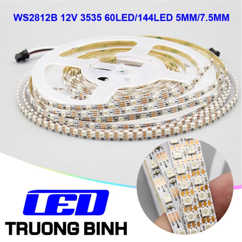 ĐÈN LED FULL MÀU WS2812B WS2815 12V 3535 RỘNG 5MM 7MM ARGB NEOPIXEL 144 LED/MÉT DÀI 1 MÉT