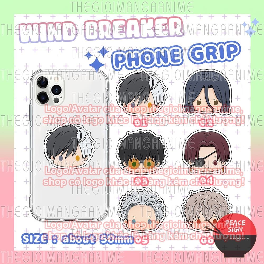 Giá đỡ điện thoại WIND BREAKER ver MẮT TRÒN anime chibi griptok tiện lợi phone grip mica acrylic