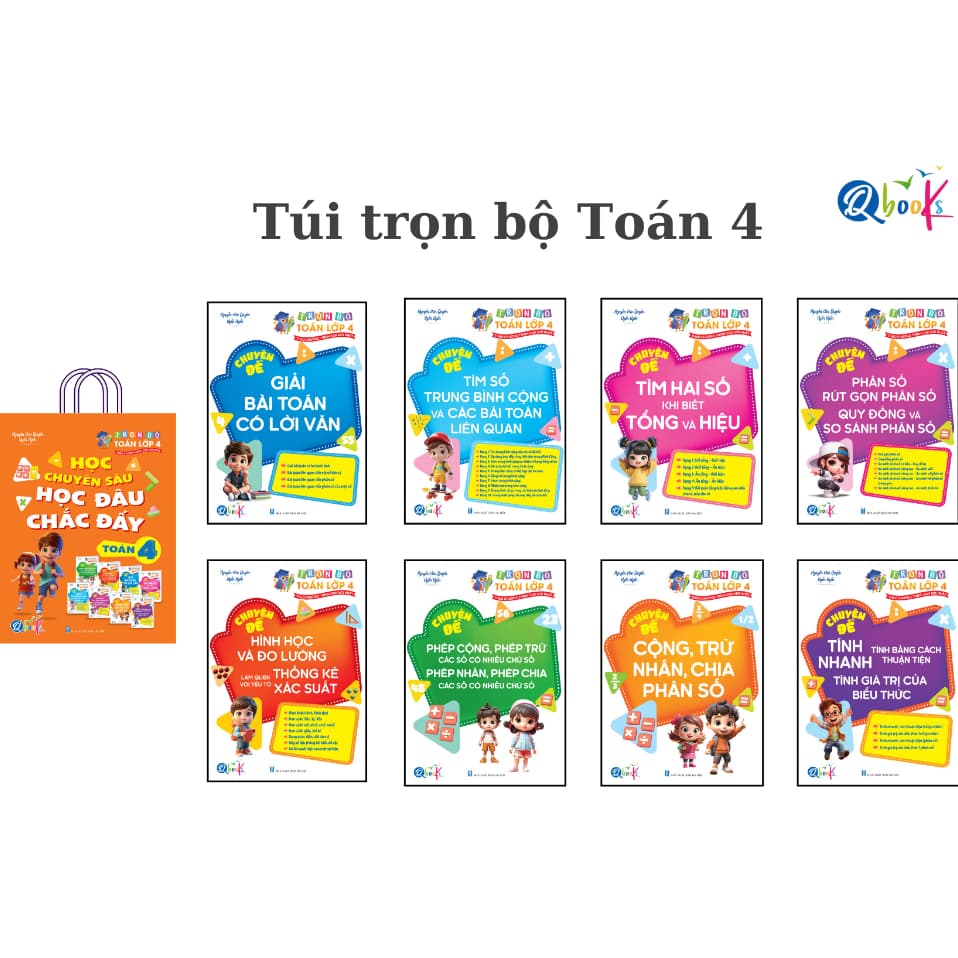 Sách - Túi Trọn Bộ Toán Học Chuyên Sâu Học Đâu Chắc Đấy Lớp 4 - Cả năm ( 8 Cuốn )