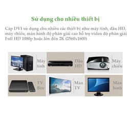Cáp DVI dài 1.5m – Đầu mạ vàng, chống nhiễu – Hỗ trợ độ phân giải Full HD 1920x1080P 6