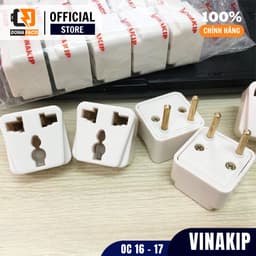 Ổ cắm chuyển đổi từ 3 chấu sang 2 chấu Vinakip 10A, Đầu phích cắm đa năng chịu tải 2