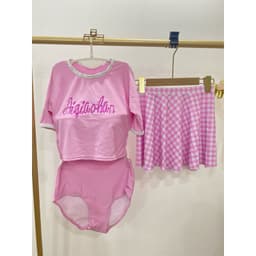 Bikini, đồ bơi nữ ba mảnh crotop chân váy hồng (có sẵn) 5