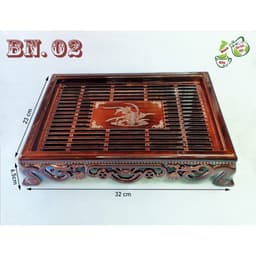 Khay Trà thần tài, tượng điêu khắc giả gỗ cực đẹp và sang trọng, Khay đựng ấm chén đẹp 6