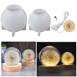 Khuôn silicon resin – Khuôn đổ nhựa epoxy làm đèn ngủ hình cầu – Làm đèn ngủ cute hình cầu có đèn led 1