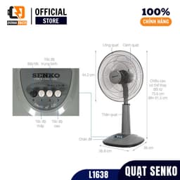 | Hỏa tốc | Quạt đứng Senko L1638 47W lồng 40cm 3 cấp gió điều chỉnh độ cao bảo hành 24 tháng 5
