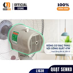 | Hỏa tốc | Quạt đứng Senko L1638 47W lồng 40cm 3 cấp gió điều chỉnh độ cao bảo hành 24 tháng 7