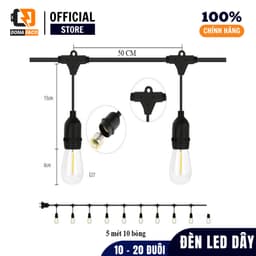 Dây đuôi đèn LED ngoài trời chống nước 10m 15 đuôi 10m 20 đuôi kèm bóng kín nước 3W trang trí tùy chọn 8