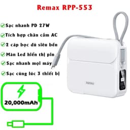 Pin Dự Phòng Sạc Nhanh 27W REMAX RPP-553 20.000mah và 22.5W Wekome WP-95 20.000mah. LKP 4
