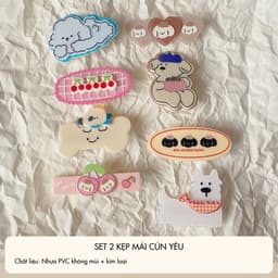 Set 2 Kẹp Tóc Mái NHÀ CÚ Hoạt Hình Cún Cherry Đào Nơ Phong Cách Coquette Mùa Hè Đi Biển Hàn Quốc Dễ Thương 5809 4