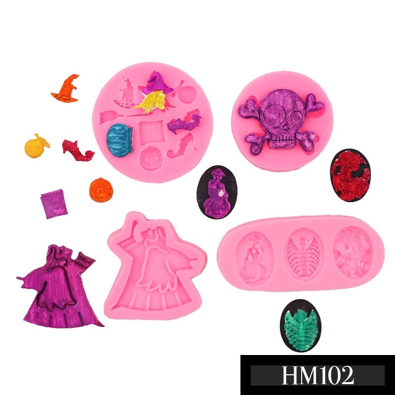 Khuôn silicon hình động vật chủ đề Halloween đủ loại - Khuôn dơi, bí ngô, ngôi sao, phù thuỷ chuẩn DIY - HM102