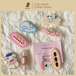 Set 2 Kẹp Tóc Mái NHÀ CÚ Hoạt Hình Cún Cherry Đào Nơ Phong Cách Coquette Mùa Hè Đi Biển Hàn Quốc Dễ Thương 5809 2