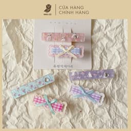 Set 2 Kẹp Tóc Mái NHÀ CÚ Hoạt Hình Cún Cherry Đào Nơ Phong Cách Coquette Mùa Hè Đi Biển Hàn Quốc Dễ Thương 5809 5