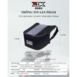 Túi Treo Đầu Xe Máy ZDK Zero,ZDK K1 Hàng Cao Cấp, Thoát Nhiệt Điện Thoại chính hãng 9