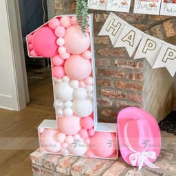 Hộp số tuổi fomex trang trí sinh nhật kèm bóng bay theo tone màu 80cm có đèn led siêu xinh cho bé trai và bé gái 7