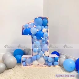 Hộp số tuổi fomex trang trí sinh nhật kèm bóng bay theo tone màu 80cm có đèn led siêu xinh cho bé trai và bé gái 8