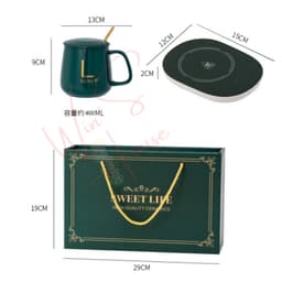 Cốc Hâm Nóng đồ uống kèm đế điện, Bộ Cốc sứ kèm đế điện hâm nóng trà, cafe, hâm sữa + Tặng kèm thìa vàng, hộp sang trọng 5