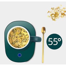Cốc Hâm Nóng đồ uống kèm đế điện, Bộ Cốc sứ kèm đế điện hâm nóng trà, cafe, hâm sữa + Tặng kèm thìa vàng, hộp sang trọng 2