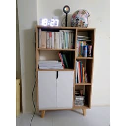 Tủ Sách Đa Năng CONVEN Phong Cách NORDIC GP107 và Kệ Gỗ Góc Ngủ Giác 4 Tầng 2 Màu. LKP 3