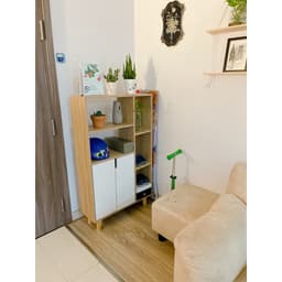 Tủ Sách Đa Năng CONVEN Phong Cách NORDIC GP107 và Kệ Gỗ Góc Ngủ Giác 4 Tầng 2 Màu. LKP 5