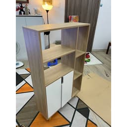 Tủ Sách Đa Năng CONVEN Phong Cách NORDIC GP107 và Kệ Gỗ Góc Ngủ Giác 4 Tầng 2 Màu. LKP 6