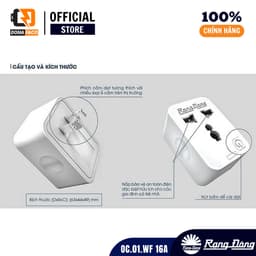 Ổ cắm wifi Rạng Đông OC.01.WF 16A 3500W thông minh tích hợp điều khiển thiết bị và hẹn giờ tắt 7