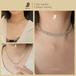 Dây Chuyền Choker Cổ Nữ NHÀ CÚ Bản Đính Đá Màu Bạc Nữ Tính 7006 2