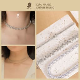 Dây Chuyền Choker Cổ Nữ NHÀ CÚ Bản Đính Đá Màu Bạc Nữ Tính 7006 8