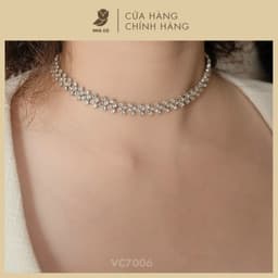 Dây Chuyền Choker Cổ Nữ NHÀ CÚ Bản Đính Đá Màu Bạc Nữ Tính 7006 1