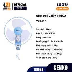 Quạt treo tường 2 dây Senko TC1626 3 cánh gió mạnh công suất 47W chính hãng bảo hành 24 tháng 4