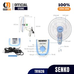 Quạt treo tường 2 dây Senko TC1626 3 cánh gió mạnh công suất 47W chính hãng bảo hành 24 tháng 5
