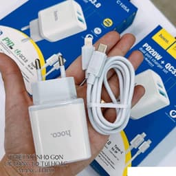 Bộ Sạc Nhanh 20W Hoco C105A Typec Ra Li-ght-ni-ng ios và Cóc Sạc Hoco C105A 6