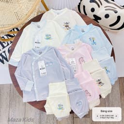 BD11 - Bộ quần áo sơ sinh dài tay cạp cao cho bé từ 3-8.5kg, chất liệu petit mềm mịn co giãn 4 chiều 3