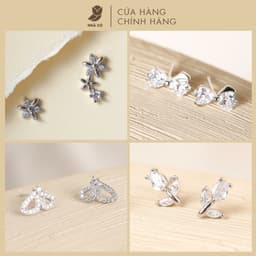 Bông Tai Nữ NHÀ CÚ Hoa Tulip Bướm Nơ Cây Xỏ Bạc 925 Màu Bạc Nữ Tính 17751 6