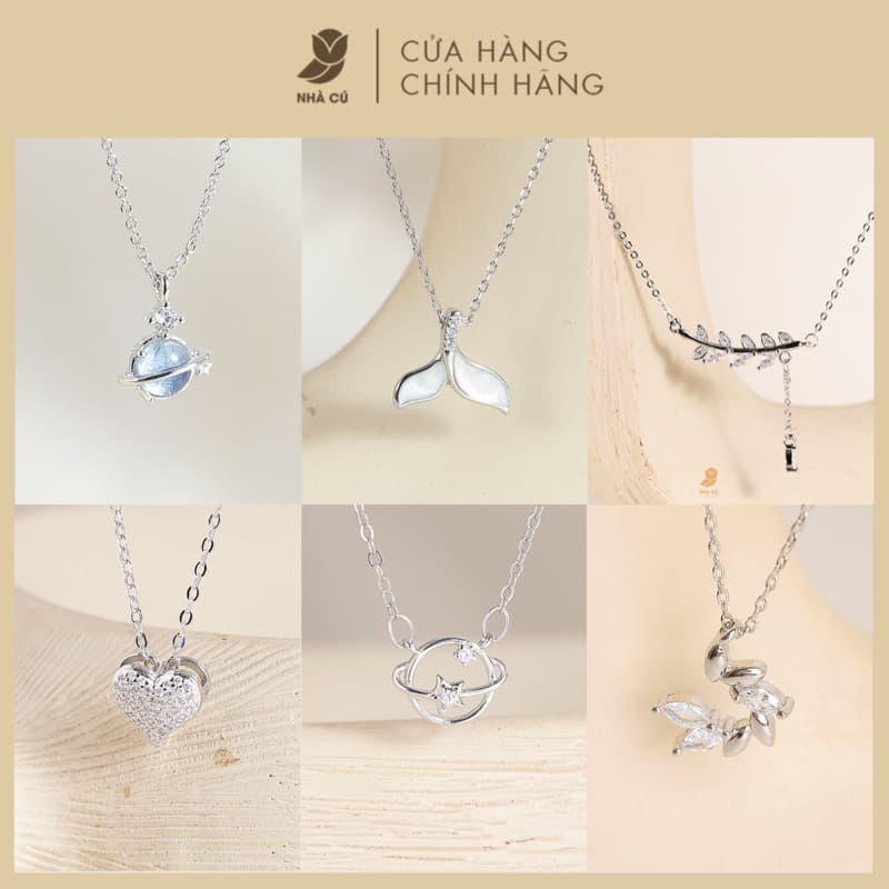 Dây Chuyền Nữ Nơ, Sao, Đuôi Cá, Hành Tinh NHÀ CÚ Màu Bạc Đính Đá Zircon Cz 5A Vòng Cổ Phụ Kiện Trang Sức Thời Trang
