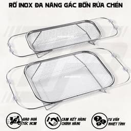 Rổ Inox Đa Năng Gác Chậu Rửa Chén/ Để Rau, Hoa Quả/ Phơi Đũa Muỗng (Inox 201) 1
